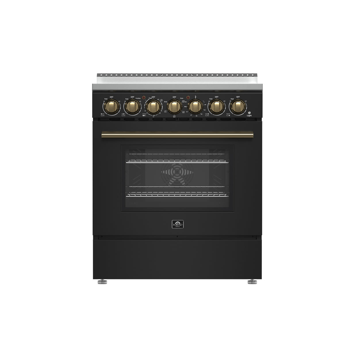 Forno Paolo 30" Freestanding Electric Range in Black, 7,800-Watt Rangetop, 4.38 cu.ft. True Convection Oven