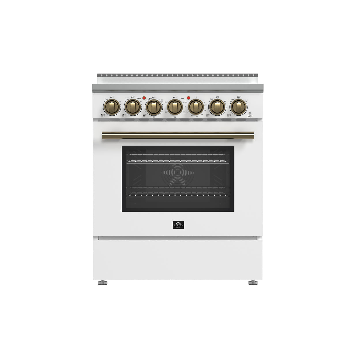 Forno Paolo 30" Freestanding Electric Range in White, 7,800-Watt Rangetop with Warmer Burner