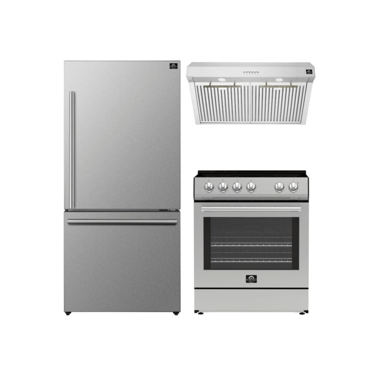 Forno Premium 3-Piece Kitchen Bundle - Leonardo Espresso 30" Electric Range, 30" Under Cabinet Range Hood