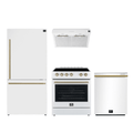 Forno Premium 4-Piece Kitchen Bundle - Leonardo Espresso 30" White Range, 30" White Range Hood