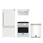 Forno Premium 4-Piece Kitchen Bundle - Leonardo Espresso 30" White Range, 30" White Range Hood