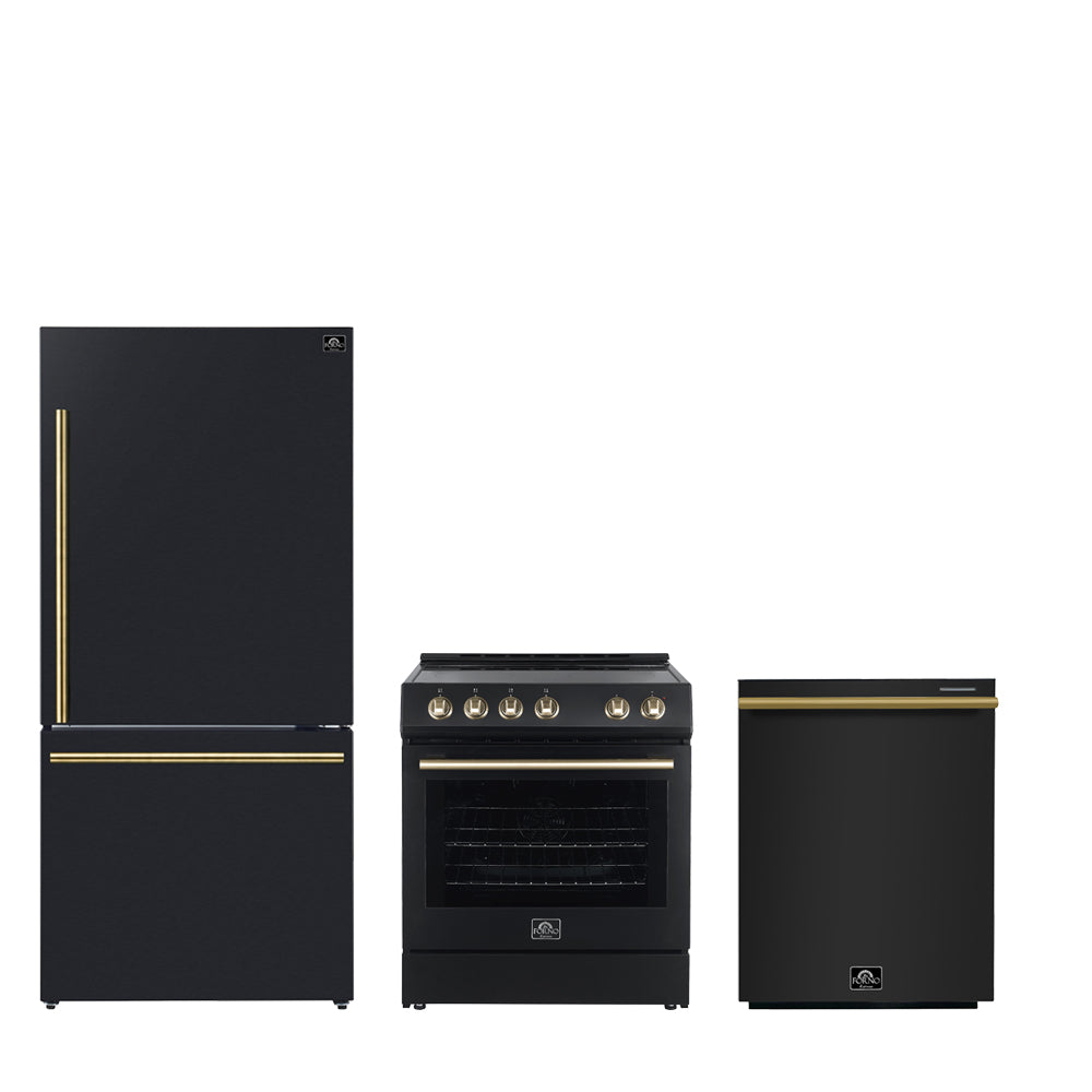 Forno Premium 3-Piece Kitchen Bundle - Leonardo Espresso 30" Black Range