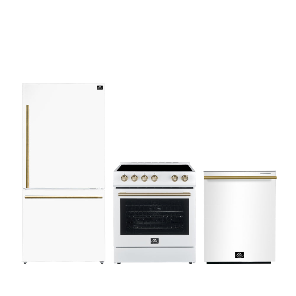 Forno Premium 3-Piece Kitchen Bundle - Leonardo Espresso 30" White Range