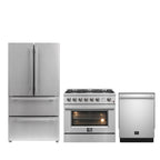 Forno Premium 3-Piece Kitchen Bundle - 36" Gas Range, French Door Refrigerator, Built-In Dishwasher