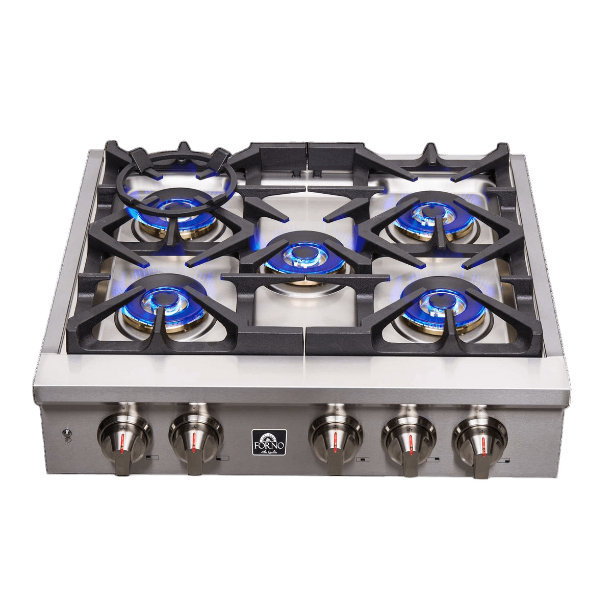 Forno Spezia 30" Pro Style Gas Rangetop, 5 Dual-Ring brass Sealed Burners, 100 000 BTU