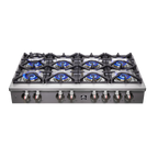 Forno Spezia 48" Pro Style Gas Rangetop, 8 Dual-Ring brass Sealed Burners, 160 000 BTU