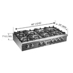 Forno Spezia 48" Pro Style Gas Rangetop, 8 Dual-Ring brass Sealed Burners, 160 000 BTU