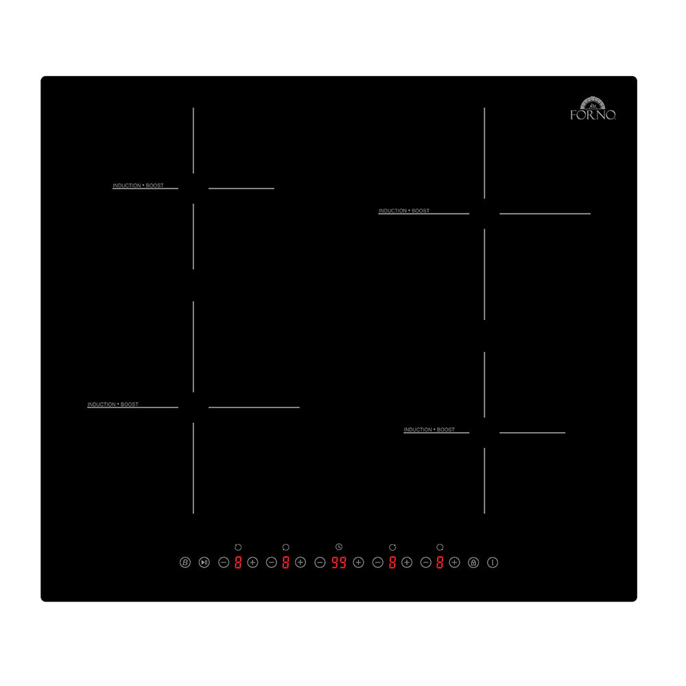 Forno Parco 24" Induction Cooktop, 4 Zones, 7200W, Touch Control, 9 Power Levels, Booster, Timer