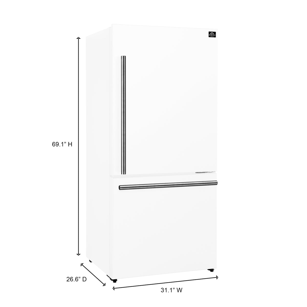 Forno 31" Milano Espresso Bottom Freezer Right Swing Door Refrigerator in White