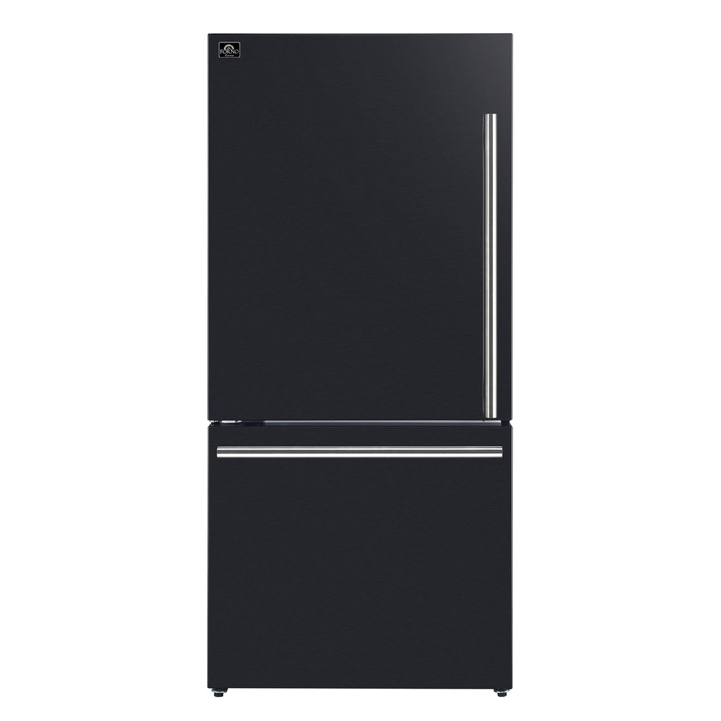 Forno Milano 2-Piece 62" Freestanding Dual Bottom Freezer Refrigerator in Black – 34.4 cu.ft, Touch Control