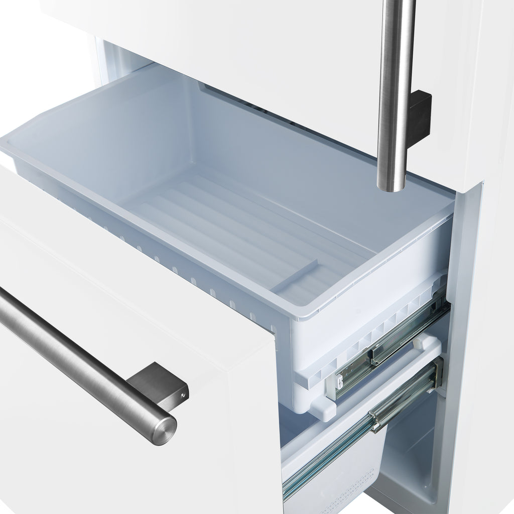 Forno Milano 2-Piece 62" Freestanding Dual Bottom Freezer Refrigerator in White – 34.4 cu.ft, Touch Control