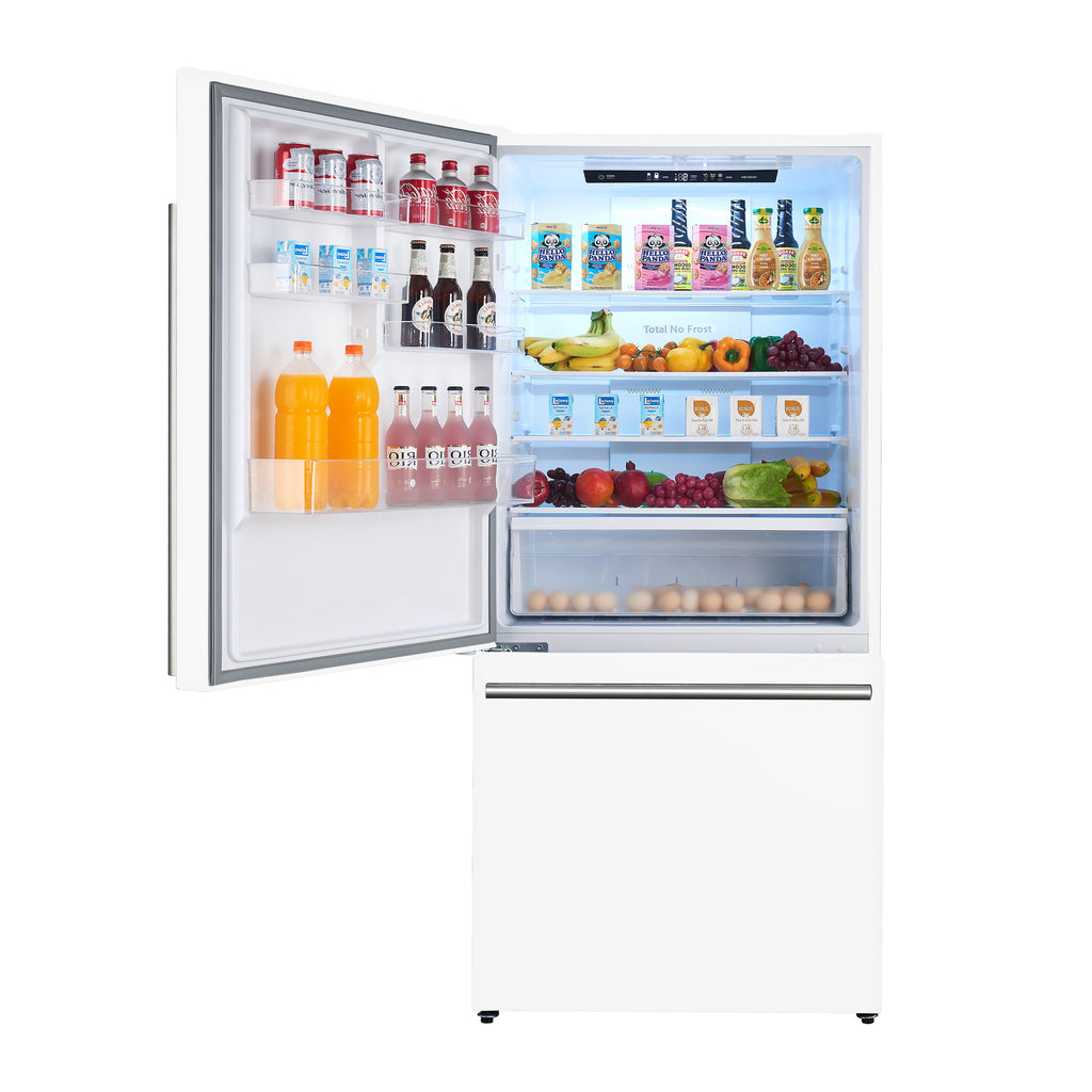 Forno Milano 2-Piece 62" Freestanding Dual Bottom Freezer Refrigerator in White – 34.4 cu.ft, Touch Control