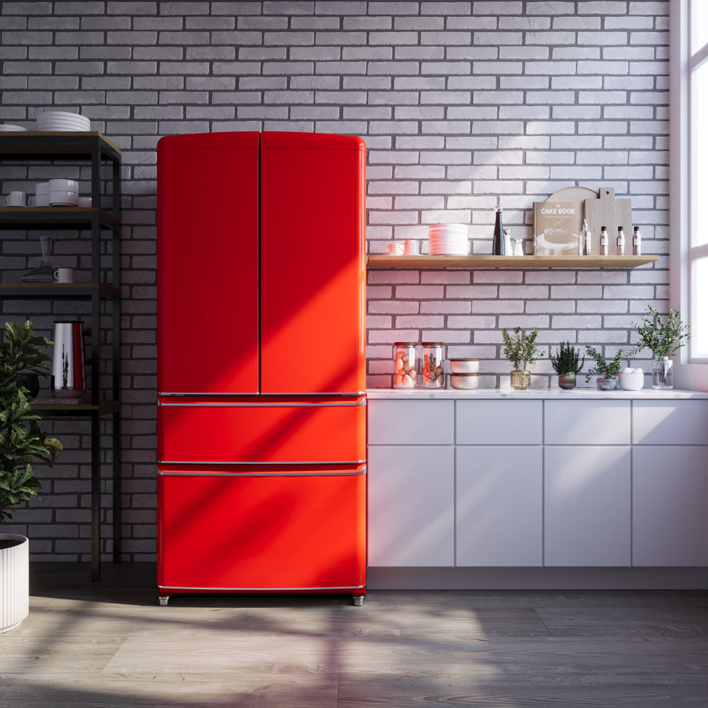 Forno Luigi 18 cu.ft. French Door Refrigerator Red, Handle-Free Design