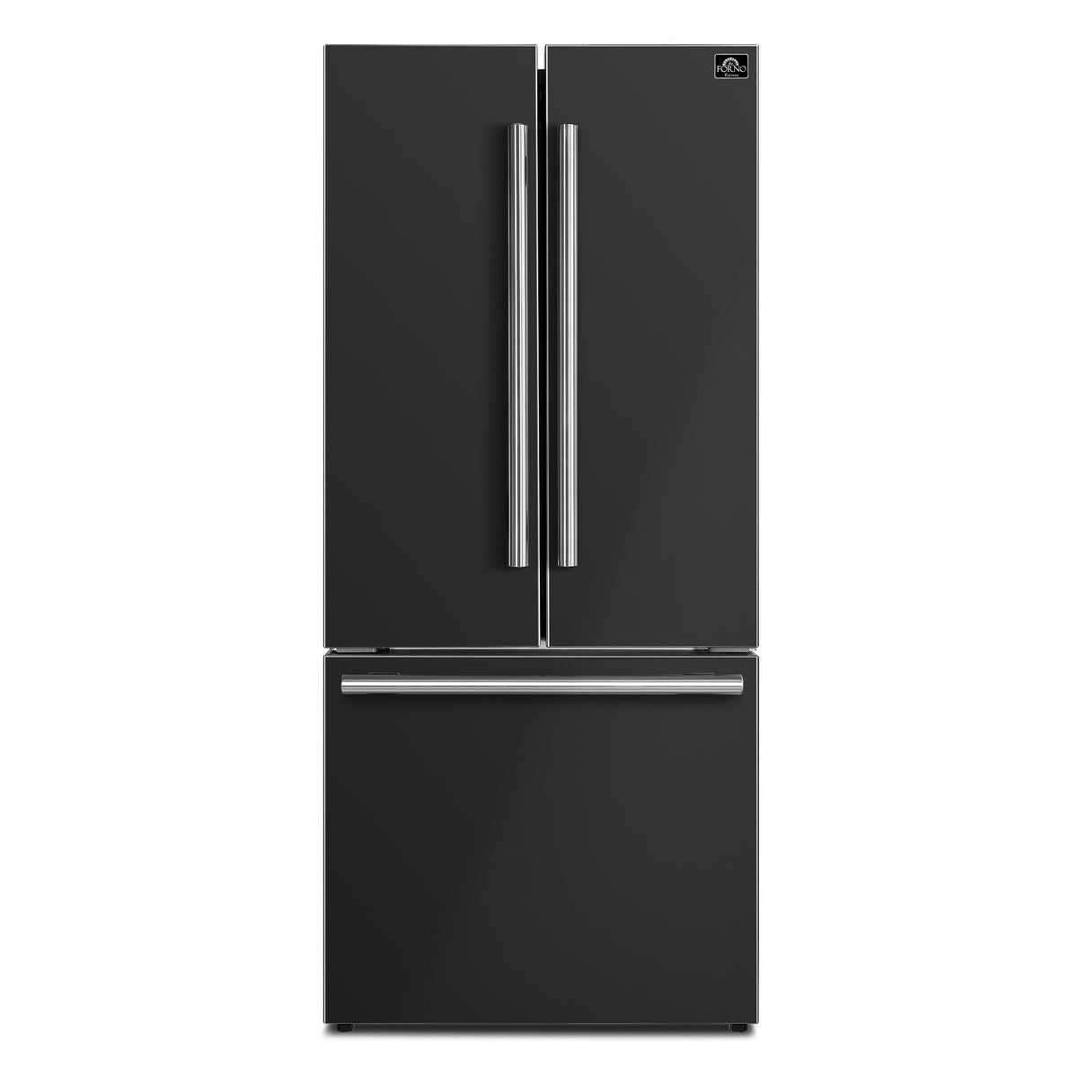 Forno Espresso Gallipoli 30" French Door Black Refrigerator with Bottom Freezer 17.5 cu. ft. Capacity - No Frost Fridge