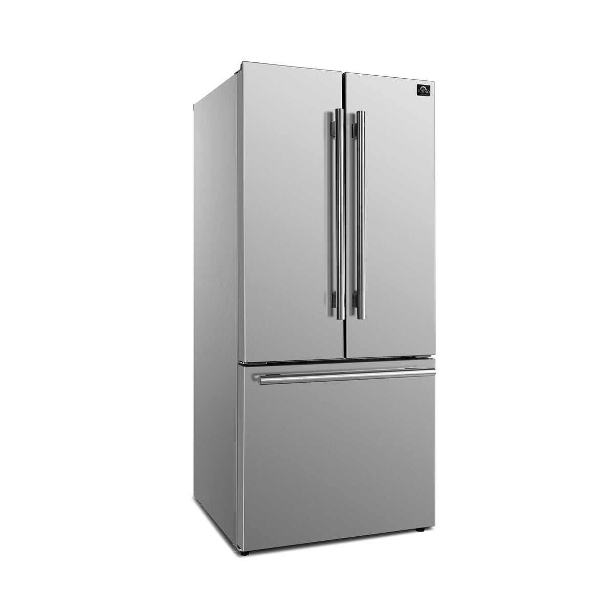 Forno Gallipoli 30" French Door Refrigerator with Bottom Freezer 17.5 Cu. Ft. Capacity - Stainless Steel No Frost Fridge with Ice Maker