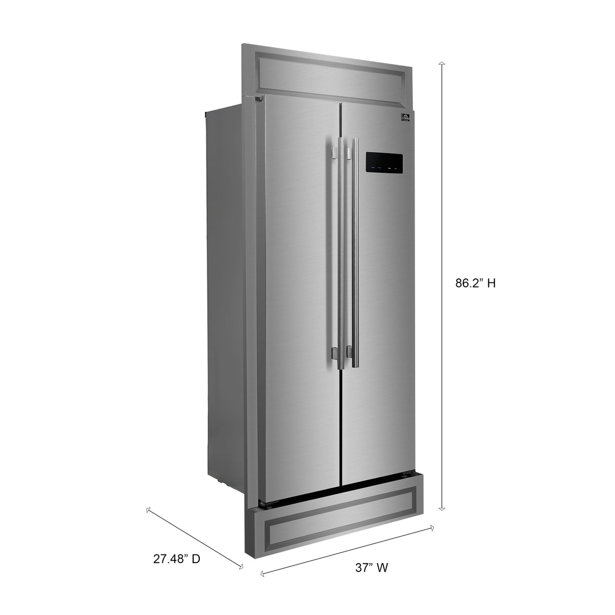 Forno Salerno 33" Built-in Side-by-Side Stainless Steel Refrigerator, 15.6 cu.ft., Fast Cool