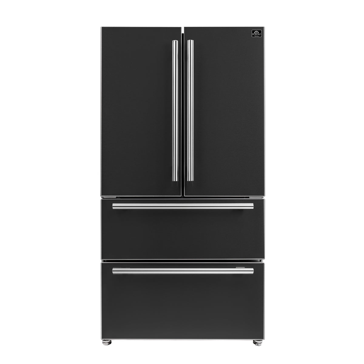 Forno Espresso Moena 36" Freestanding French Door Refrigerator in Black, 19.2 Cu.ft Total Capacity