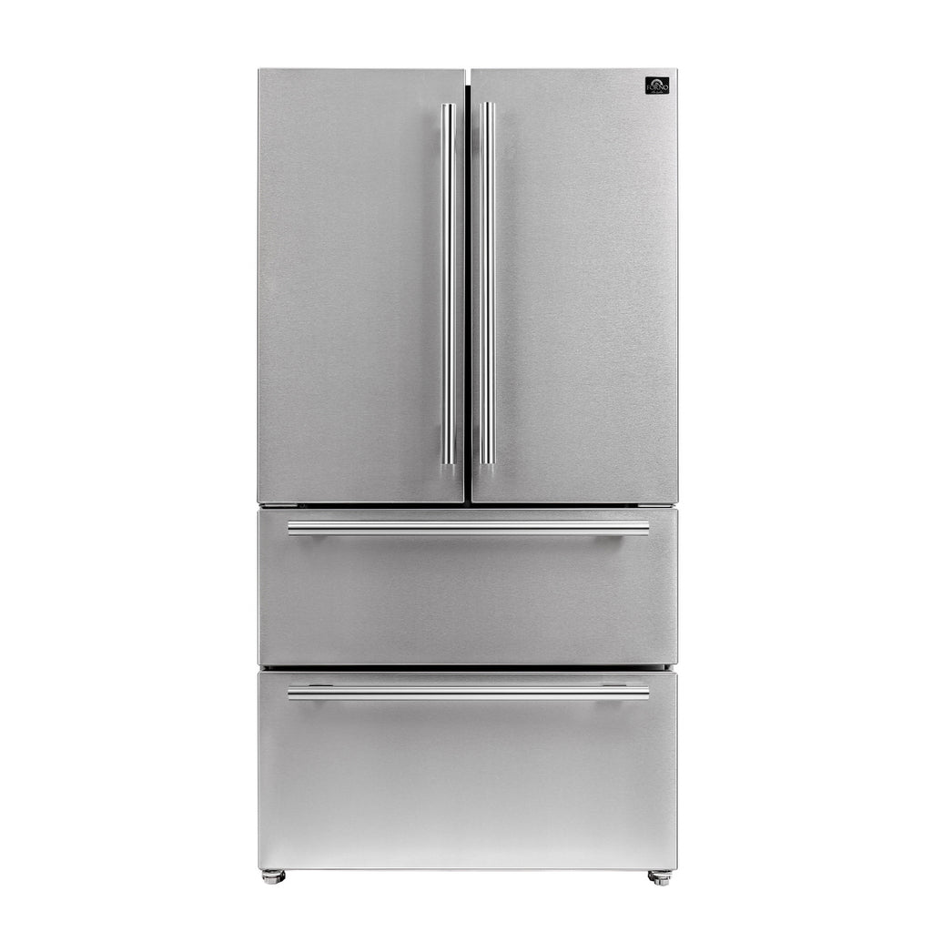 Forno Premium 3-Piece Kitchen Bundle - Galiano 36" Gas Range, 36" French Door Refrigerator