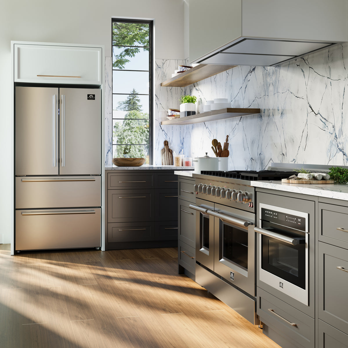 Forno Premium 2-Piece Kitchen Bundle - Galiano 48" Stainless Steel Gas Range
