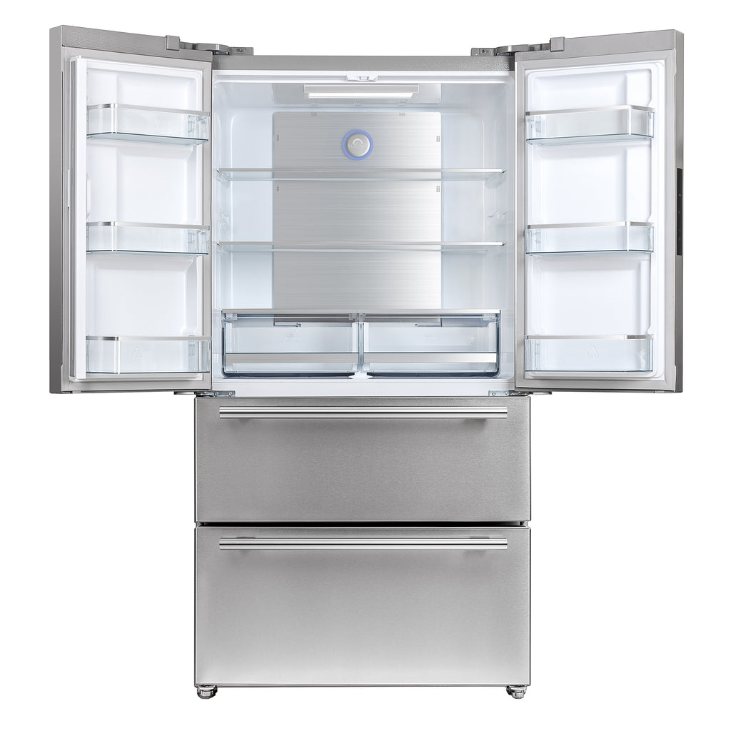 Forno Premium 3-Piece Kitchen Bundle - 36" Gas Range, French Door Refrigerator, Built-In Dishwasher