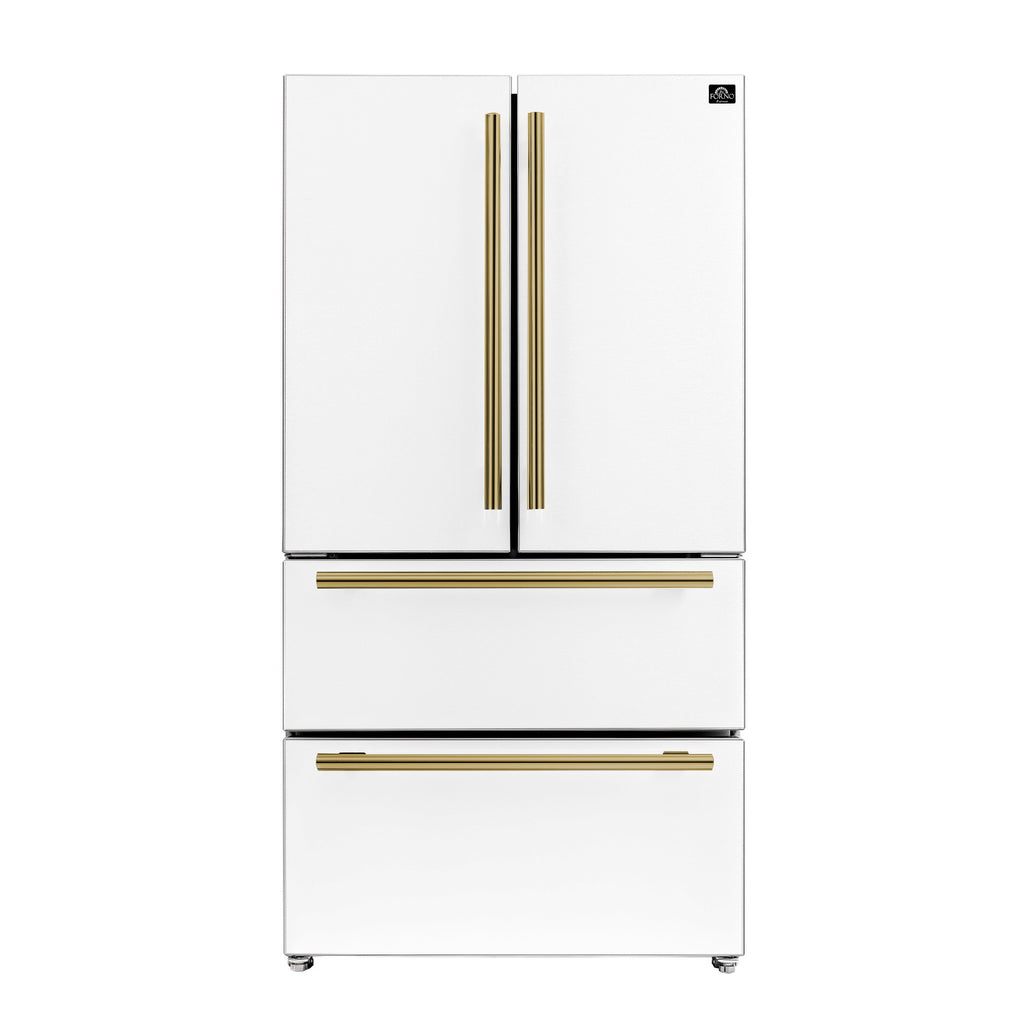 Forno Espresso Moena 36" French Door Refrigerator in White, 19.2 cu.ft with Ice Maker