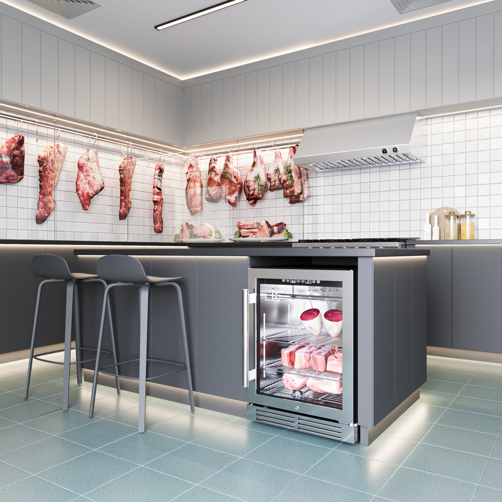 Forno Asciutto 24" Dry Aging Cabinet, Stainless Steel 304, 4.41 cu.ft, LED Lighting, Adjustable Shelves
