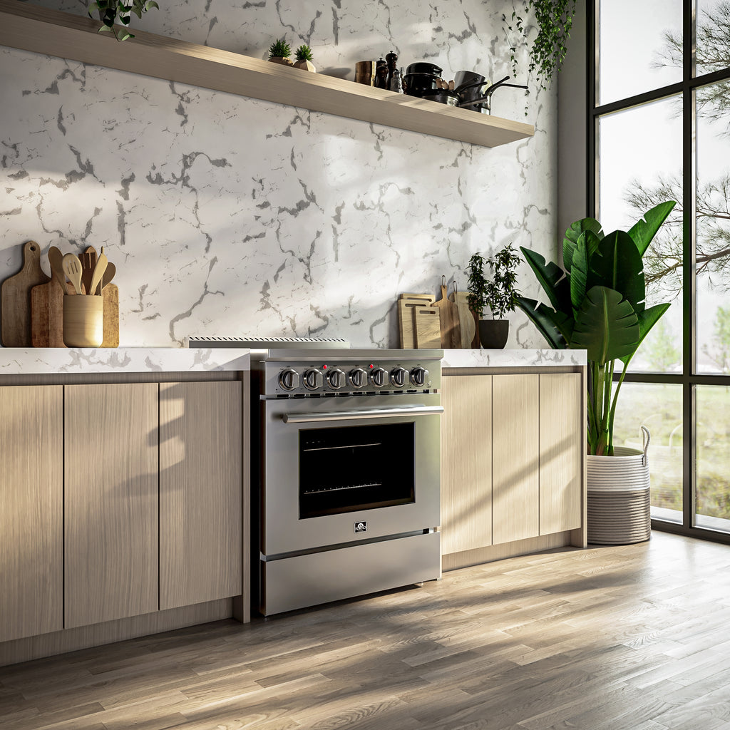 Forno Paolo 30" Freestanding Electric Range with True European Convection in Smudge Resistant Stainless-Steel