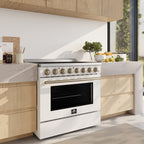Forno Paolo 36" White Freestanding Electric Range, Stainless Steel, 5.44 cu.ft., True Convection Oven