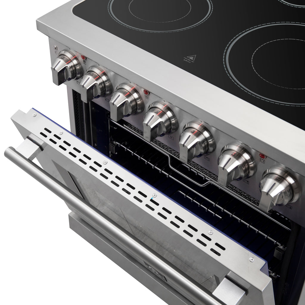 Forno Massimo 30" Freestanding Electric Range Stainless Steel, 5 Elements 9,500W