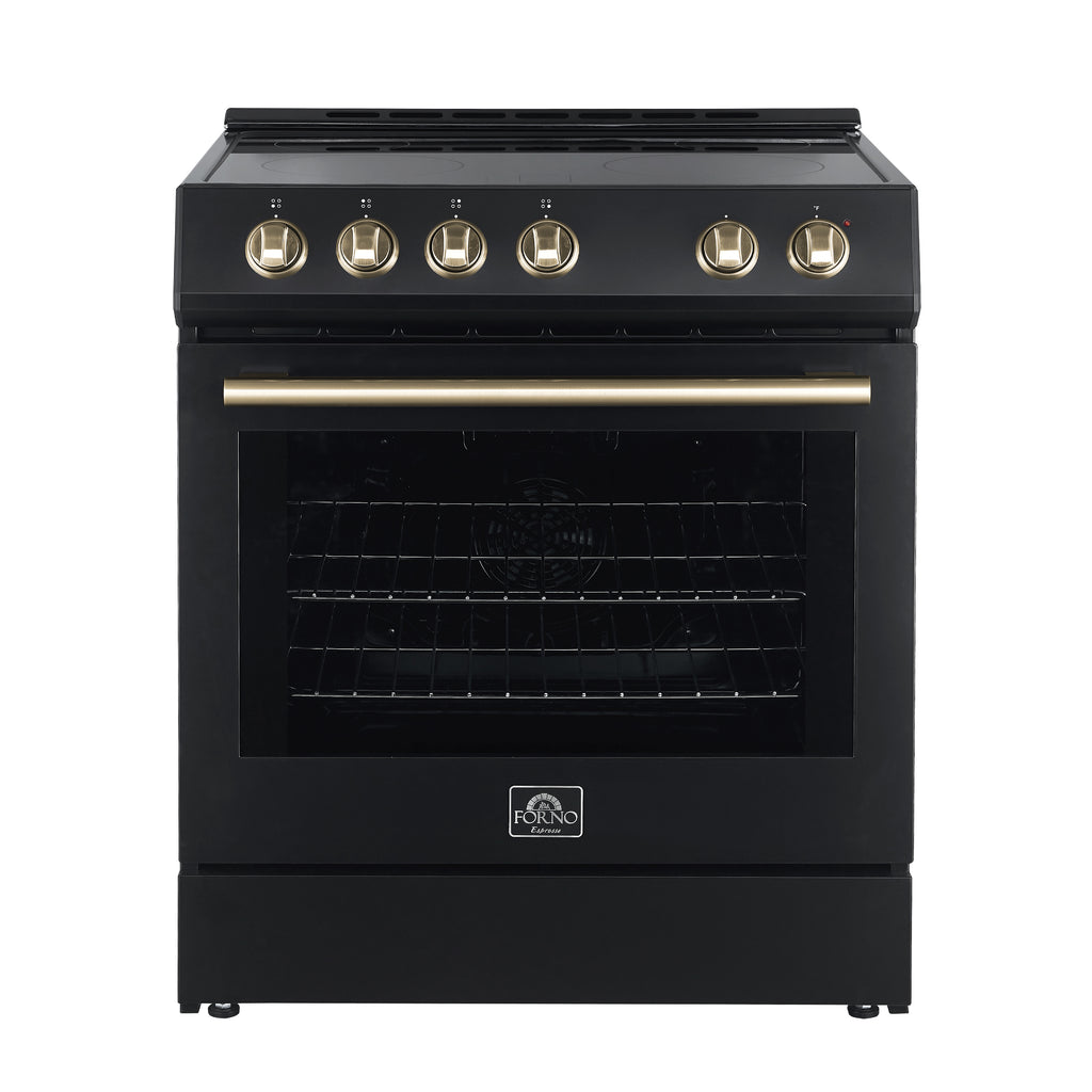 Forno Leonardo Espresso 30" Slide-In Electric Range in Black, 4 Elements, 7,100 Watts