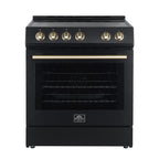 Forno Leonardo Espresso 30" Slide-In Electric Range in Black, 4 Elements, 7,100 Watts