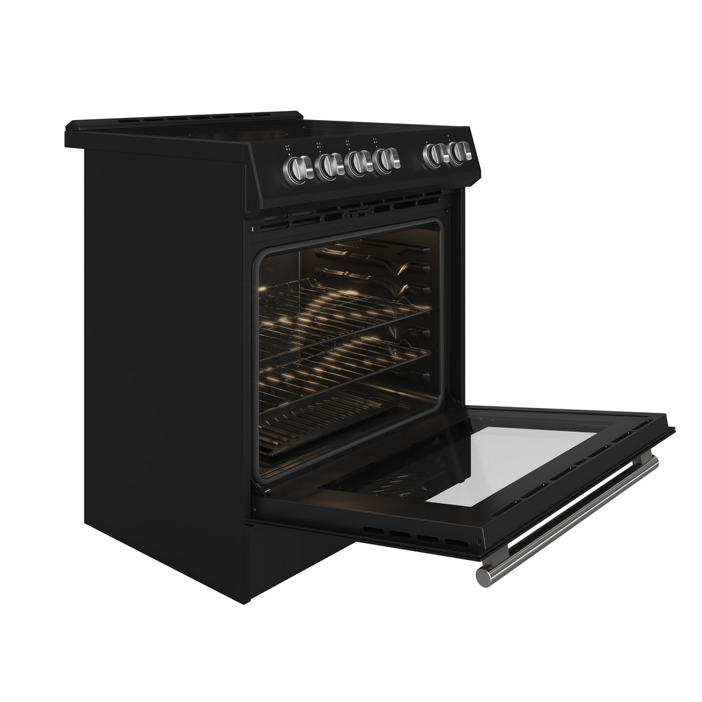 Forno Leonardo Espresso 30" Slide-In Electric Range in Black, 4 Elements, 7,100 Watts