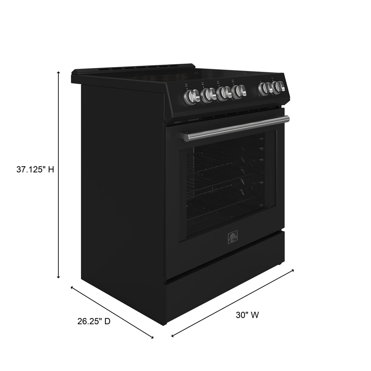 Forno Leonardo Espresso 30" Slide-In Electric Range in Black, 4 Elements, 7,100 Watts