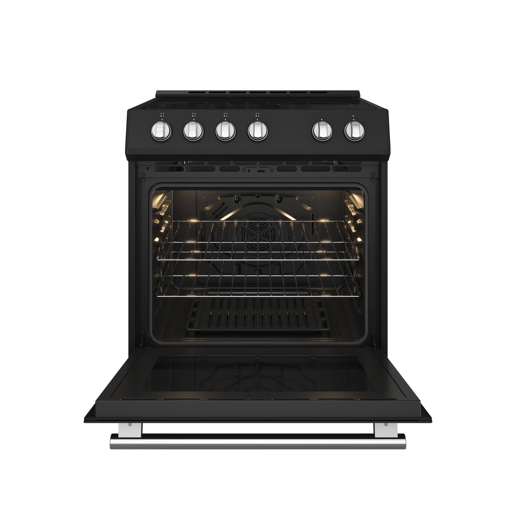 Forno Leonardo Espresso 30" Slide-In Electric Range in Black, 4 Elements, 7,100 Watts
