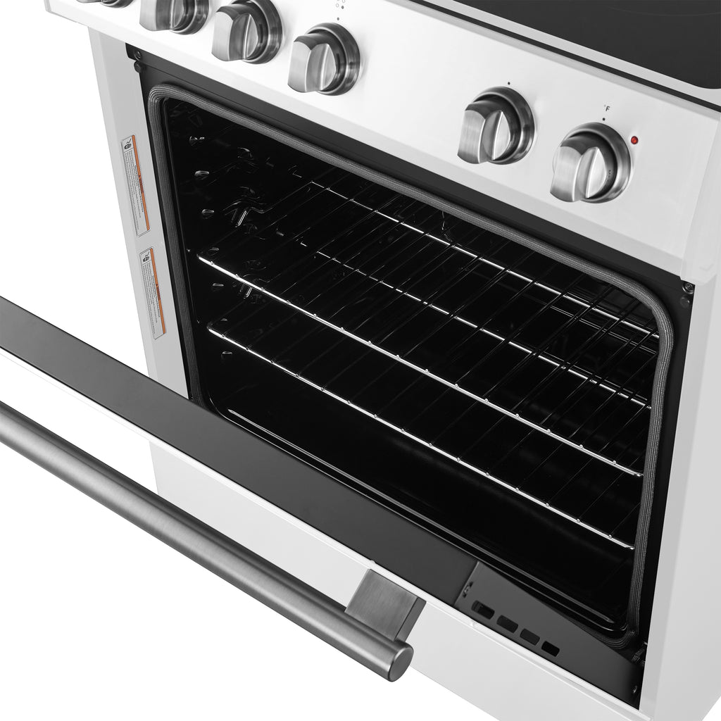Forno Leonardo Espresso 30" Slide-In Electric Range in White, 4 Elements, 7,100 Watts