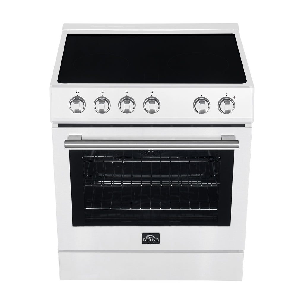 Forno Leonardo Espresso 30" Slide-In Electric Range in White, 4 Elements, 7,100 Watts