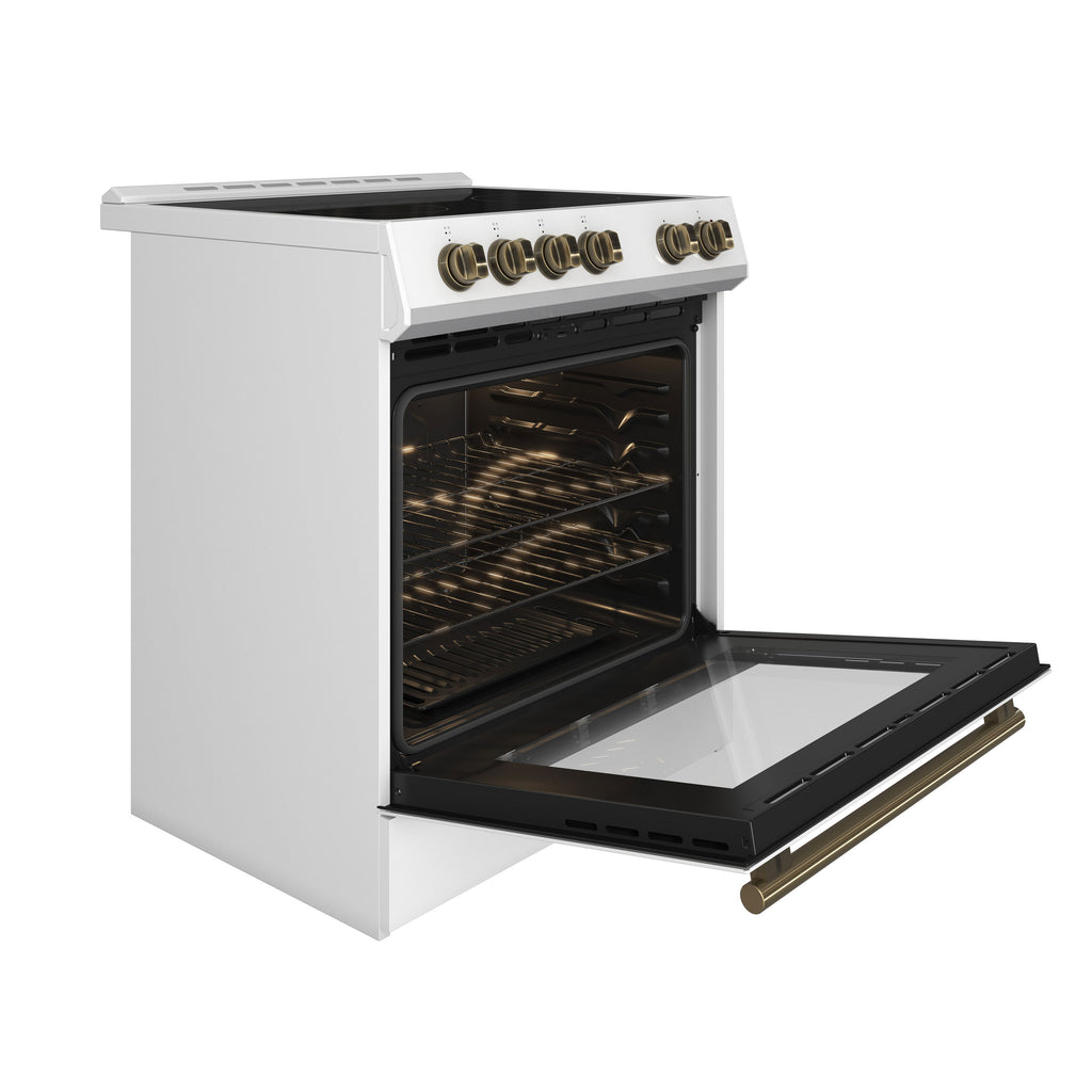 Forno Leonardo Espresso 30" Slide-In Electric Range in White, 4 Elements, 7,100 Watts