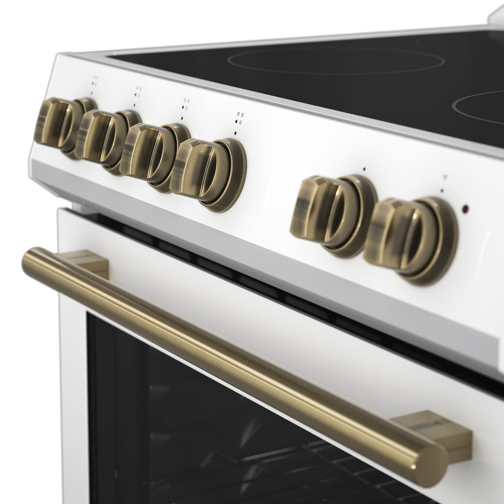 Forno Leonardo Espresso 30" Slide-In Electric Range in White, 4 Elements, 7,100 Watts