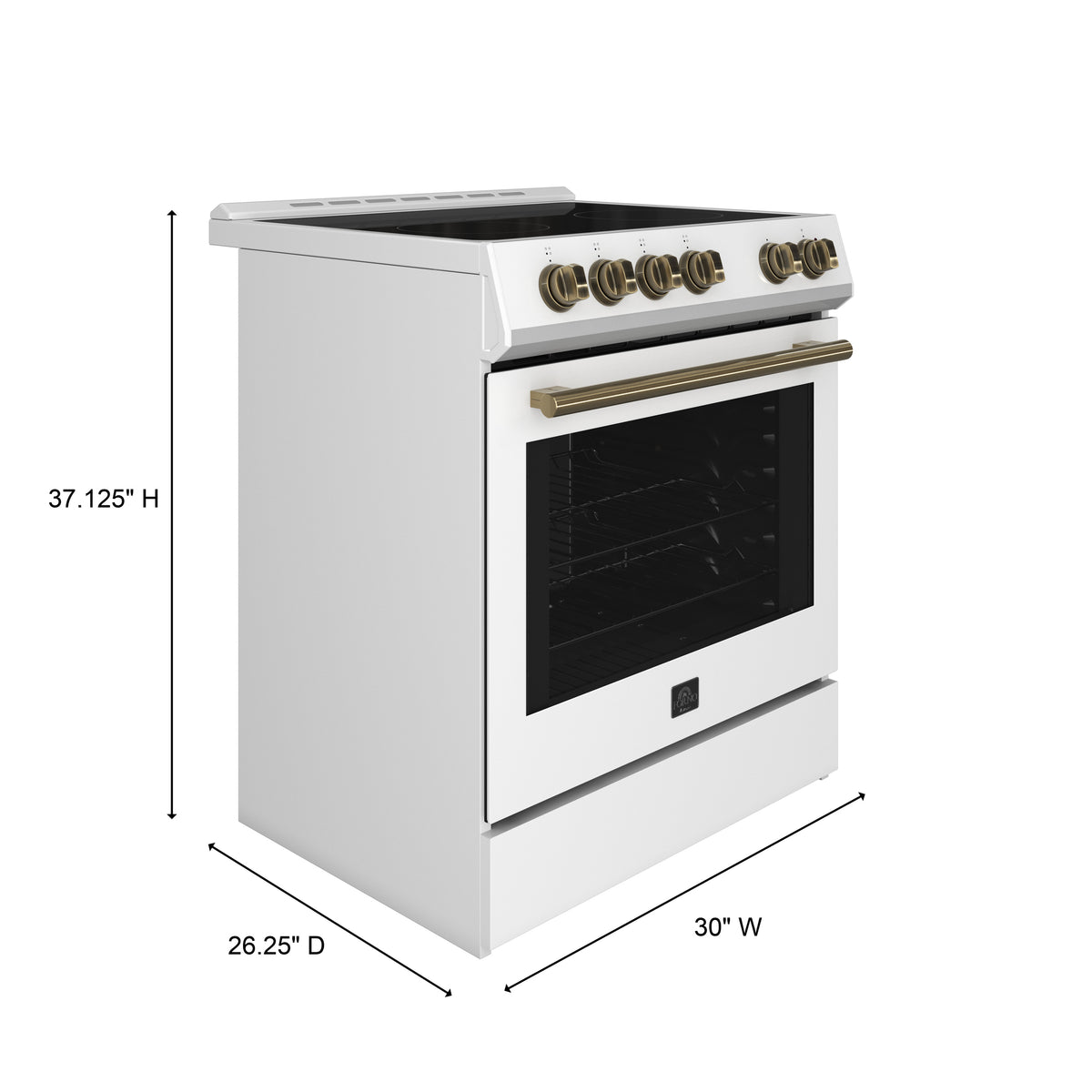 Forno Leonardo Espresso 30" Slide-In Electric Range in White, 4 Elements, 7,100 Watts