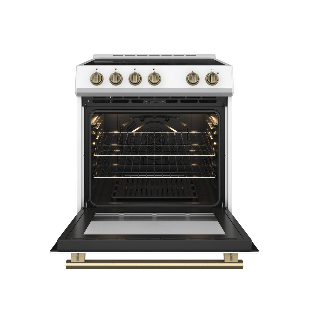 Forno Leonardo Espresso 30" Slide-In Electric Range in White, 4 Elements, 7,100 Watts