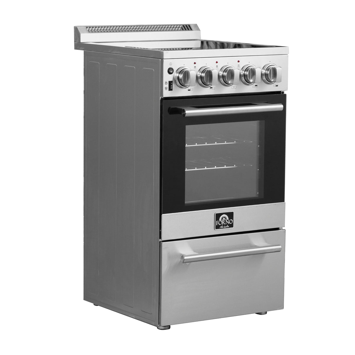 Forno Pallermo 20" Freestanding Electric Range in Stainless Steel, 4 Elements 6,000W Cooktop