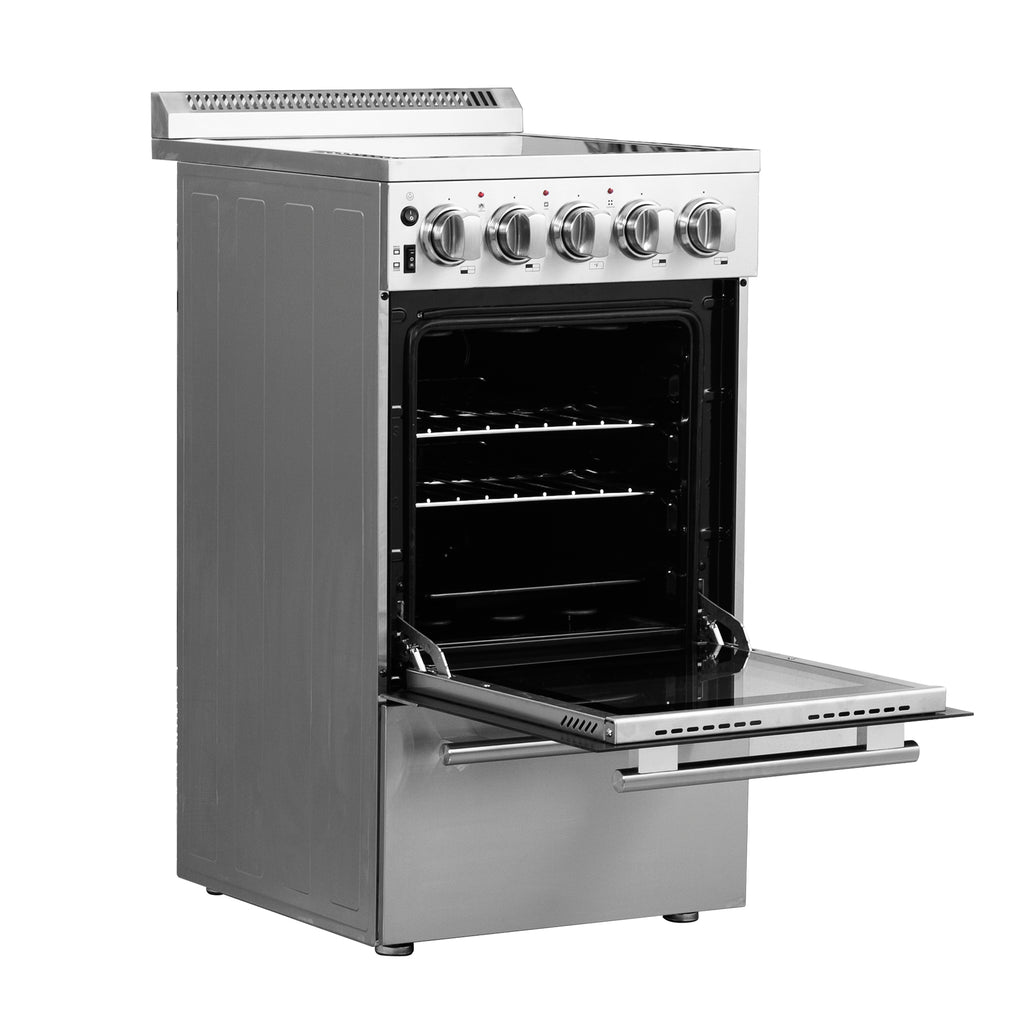 Forno Pallermo 20" Freestanding Electric Range in Stainless Steel, 4 Elements 6,000W Cooktop