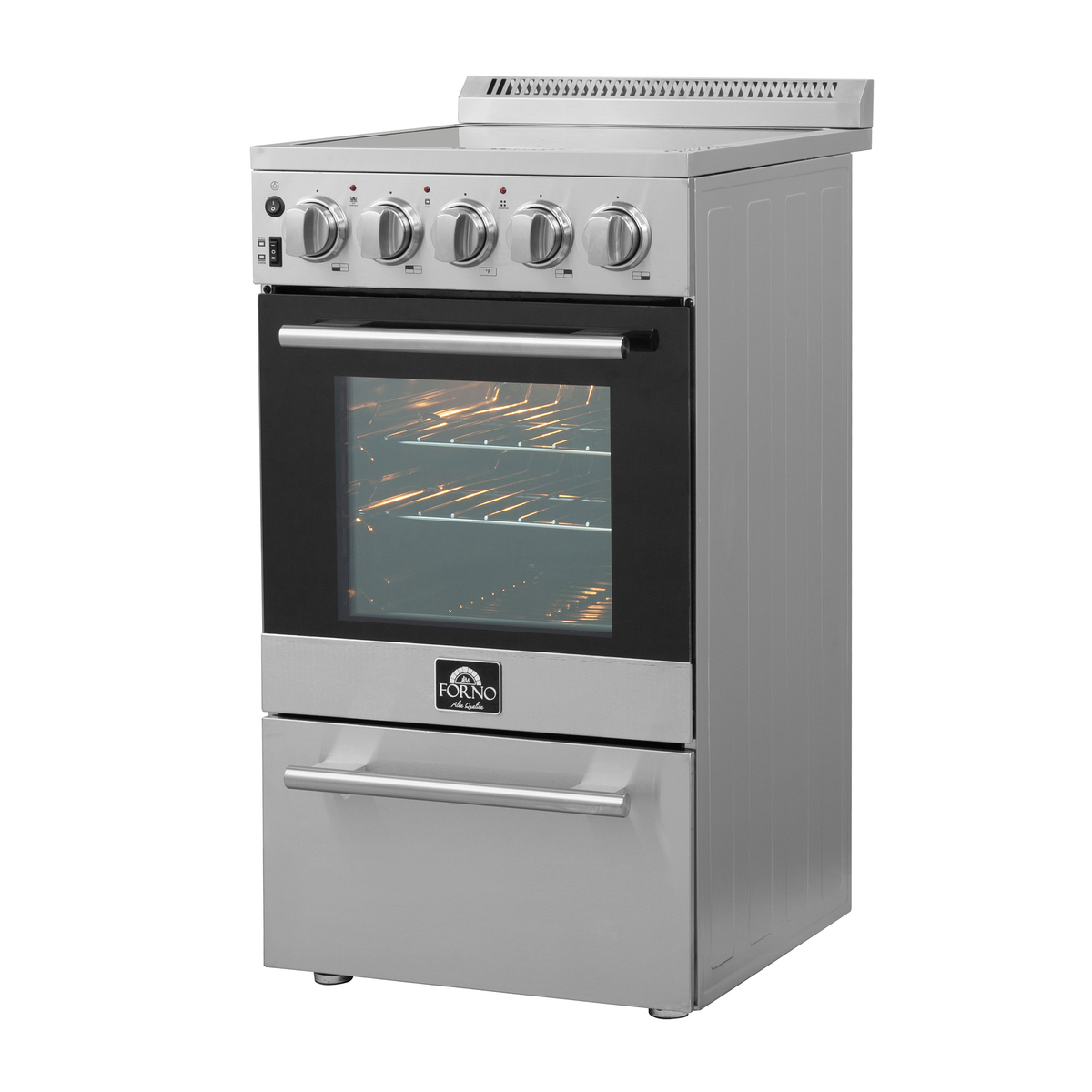 Forno Pallermo 20" Freestanding Electric Range in Stainless Steel, 4 Elements 6,000W Cooktop