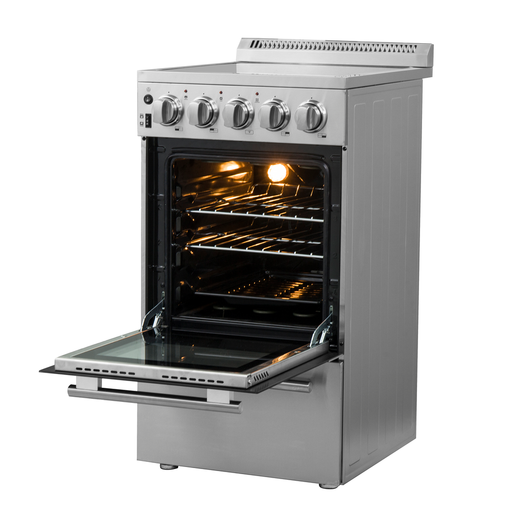 Forno Pallermo 20" Freestanding Electric Range in Stainless Steel, 4 Elements 6,000W Cooktop
