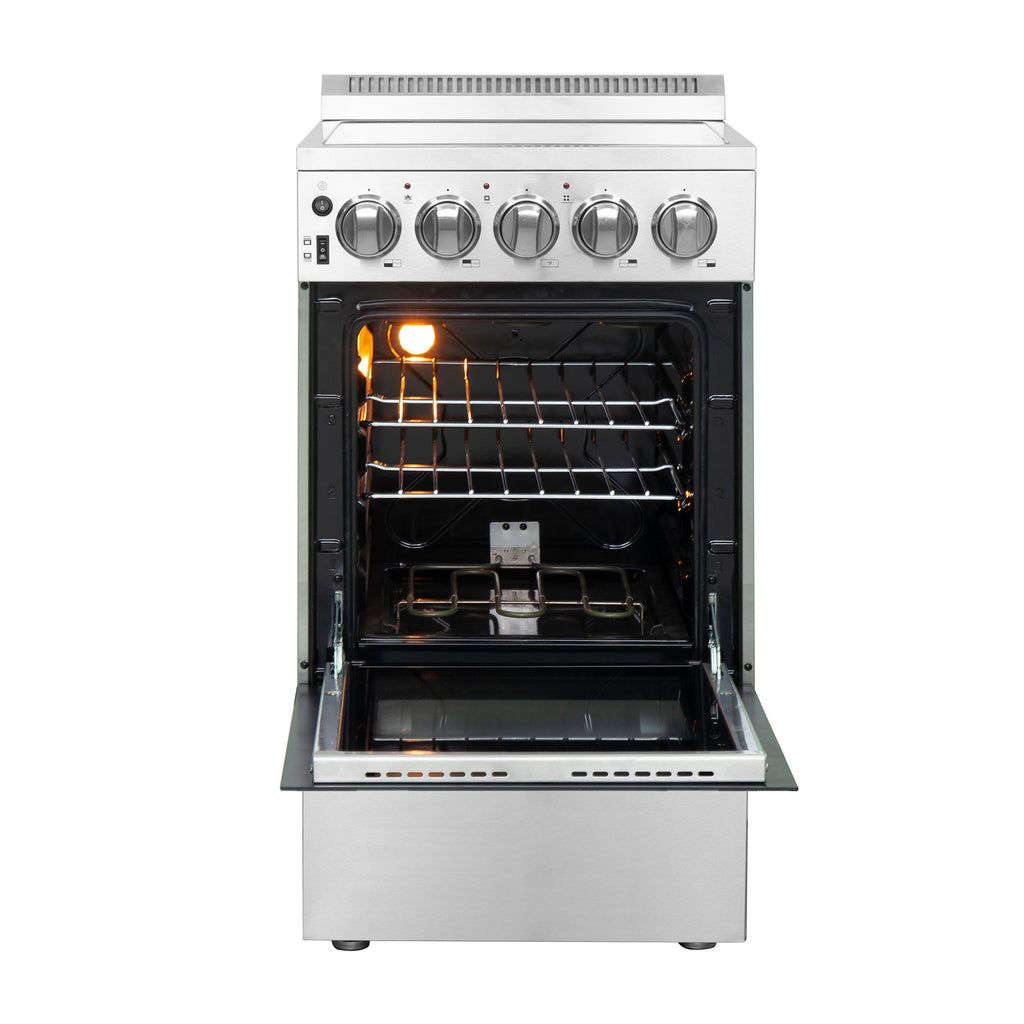 Forno Pallermo 20" Freestanding Electric Range in Stainless Steel, 4 Elements 6,000W Cooktop