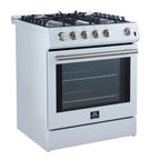 Forno Leonardo Espresso 30" White Gas Range, 5 cu.ft. Convection Oven, 5 Sealed Burners 39 500 BTU & Wok Ring