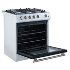 Forno Leonardo Espresso 30" White Gas Range, 5 cu.ft. Convection Oven, 5 Sealed Burners 39 500 BTU & Wok Ring