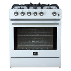 Forno Leonardo Espresso 30" White Gas Range, 5 cu.ft. Convection Oven, 5 Sealed Burners 39 500 BTU & Wok Ring