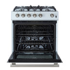 Forno Leonardo Espresso 30" White Gas Range, 5 cu.ft. Convection Oven, 5 Sealed Burners 39 500 BTU & Wok Ring