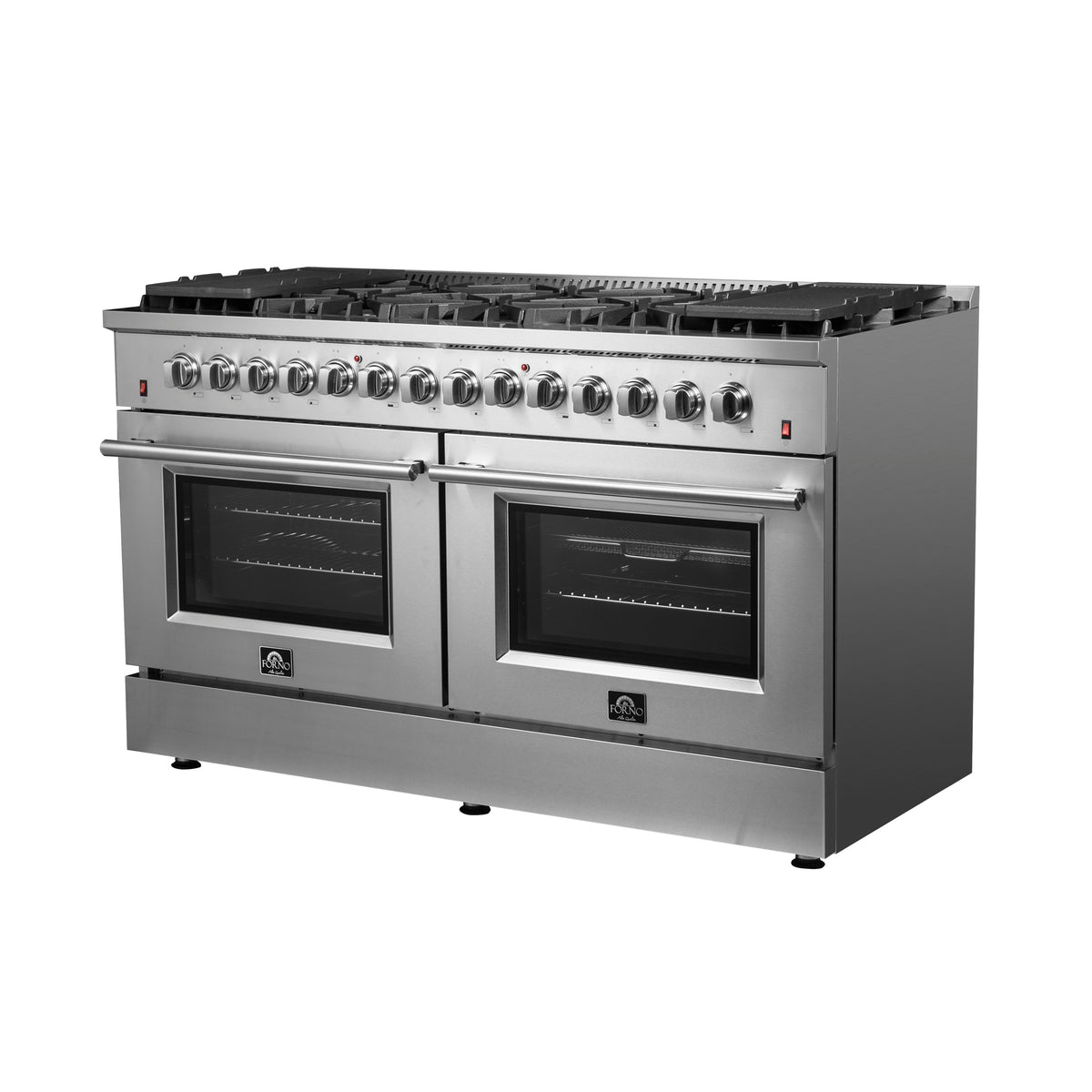 Forno Galiano 60" Dual Fuel Range All Stainless Steel with 10 Sealed Burners 142,000 BTU